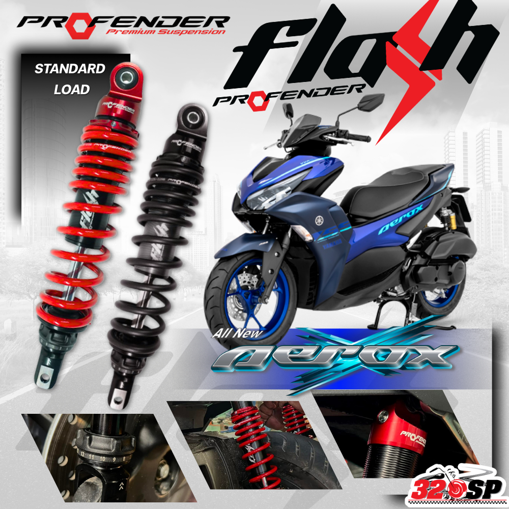 รับประกัน 1 ปี !! โช๊คหลัง PROFENDER FLASH SERIES YAMAHA AEROX155 ของแท้!! 320SP