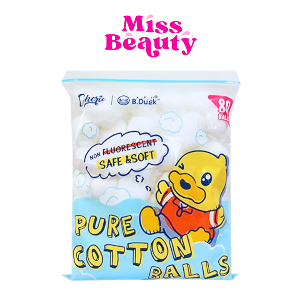 Cherie B Duck เชอร์รี่ บีดัก สำลีก้อน สำลีอนามัย สำลีก้อน B.Duck Pure Cotton Balls 80 ก้อน