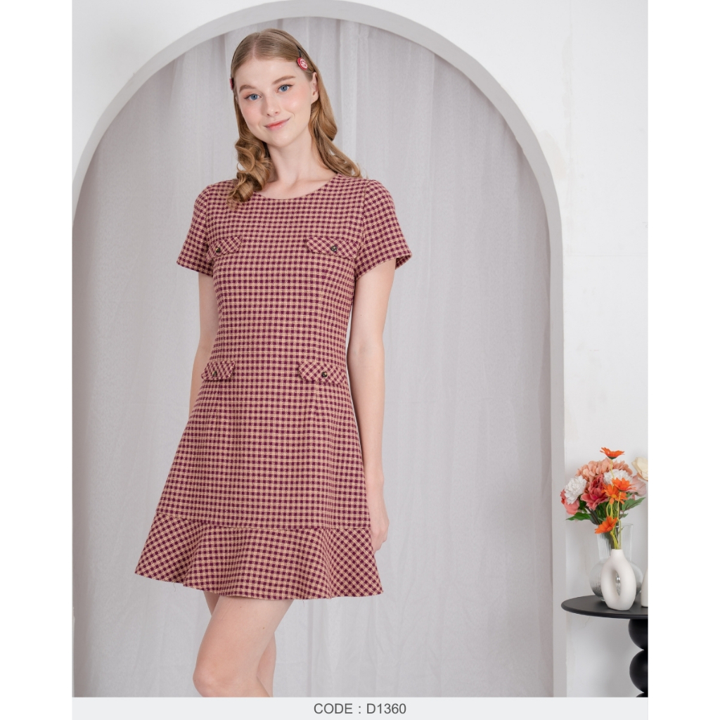 AMILA Dress AM-D1360 ทวิต แขนสั้น IGPU25-8 PCE1890