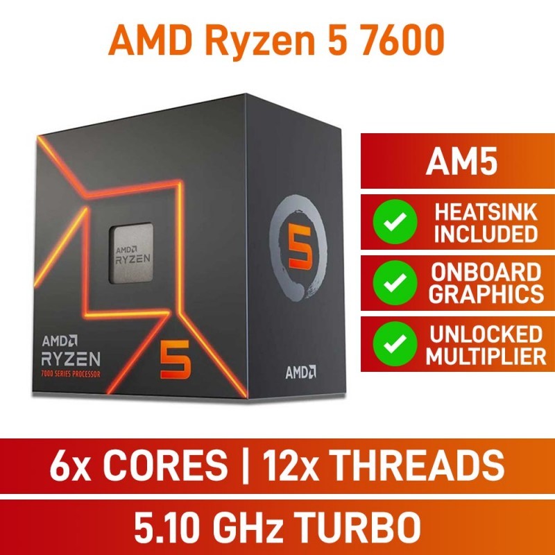 CPU (ซีพียู) AMD RYZEN 5 7600 3.8GHZ (SOCKET AM5) 6C | 12T ประกัน 3 ปี