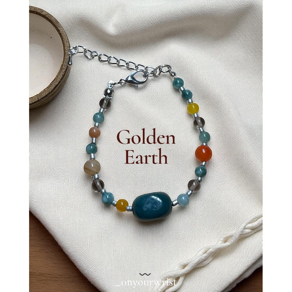 สร้อยข้อมือ Golden Earth (Agate+Honey Jade+Smoky Quartz)