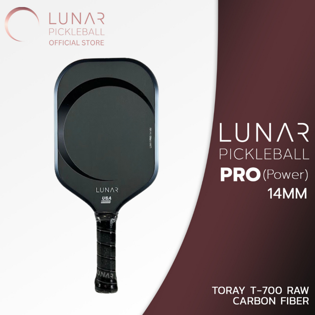 Lunar Pickleball Pro (Power) Tuxedo 14mm,16MM Toray T-700 Raw Carbon Fiber