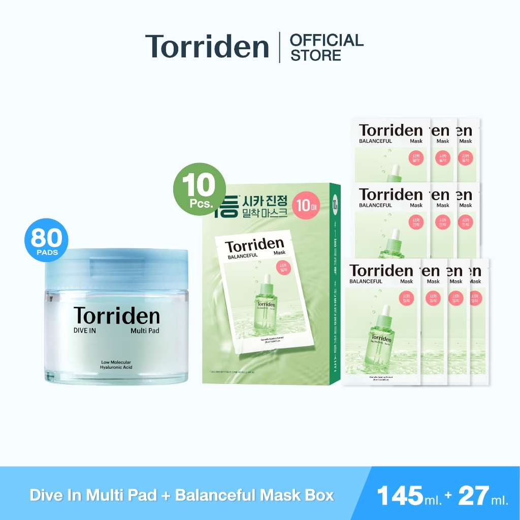 Torriden Dive In Multi Pad x1 + Balanceful Mask 10ea x1 - ทอร์ริเดน ไฮยาลูโรนิก ผิวใส ปรับสมดุลผิว
