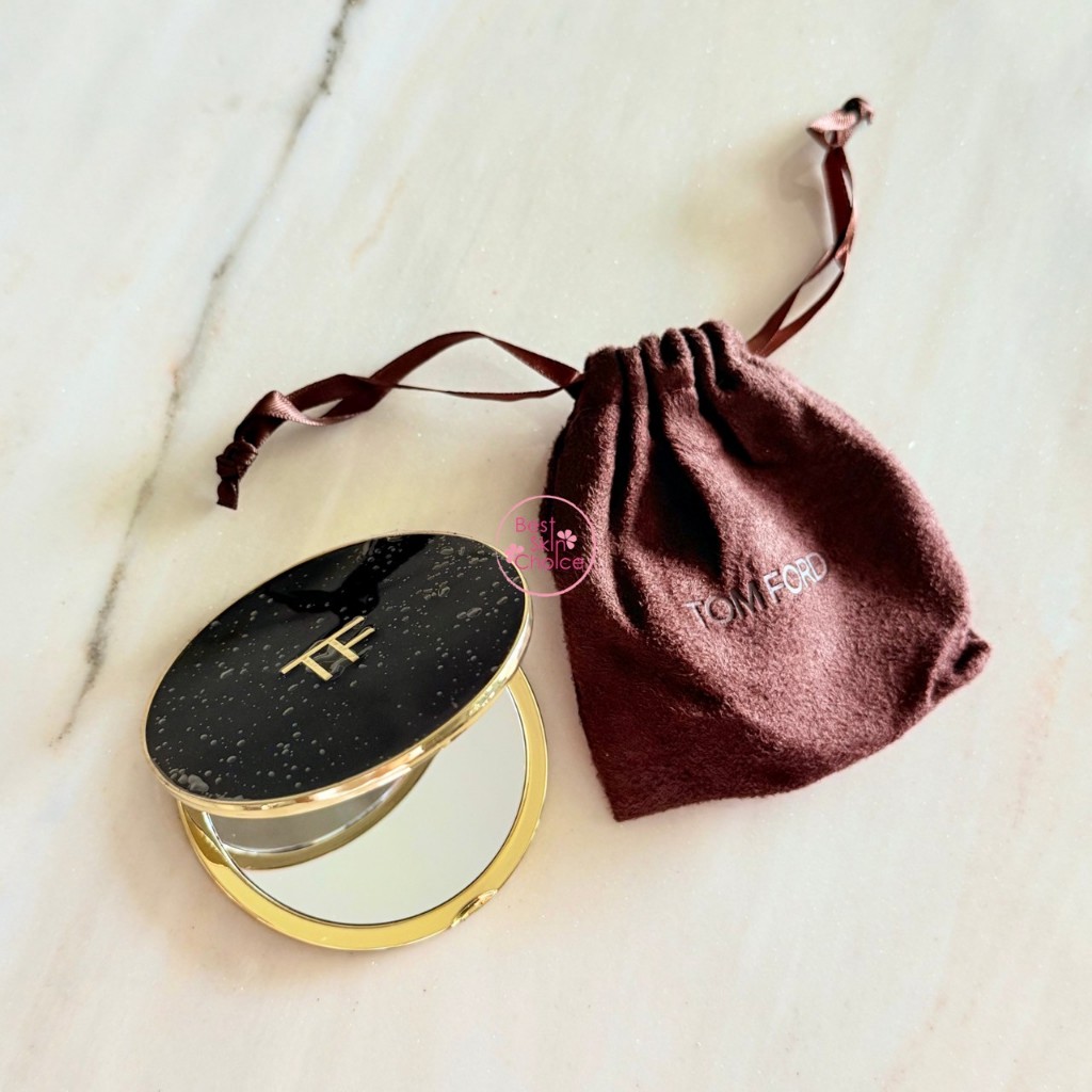 TF Black Gold Round Double-Sided Makeup Mirror Black Flip Small Mirror /กระจก ขนาดพกพา