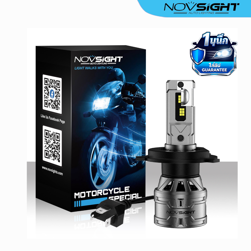 Novsight N61 H4 หลอดไฟหน้ารถจักรยานยนต์ LED 30W 6500LM 6000K