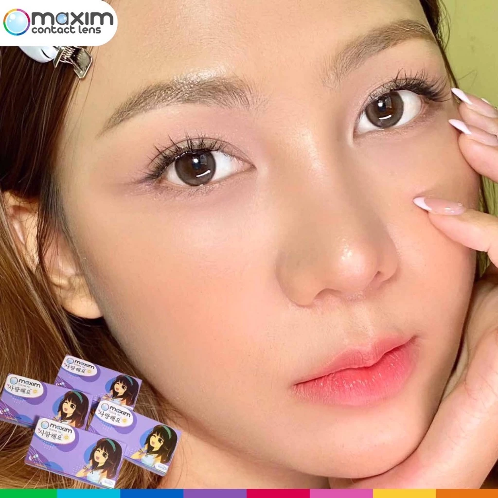 สีใหม่ Maxim Color Air คอนแทคเลนส์รายเดือน สีใหม่ สีน้ำตาล Latte Brown 1 กล่องมี 2 ชิ้น(1คู่) ค่าสายตา 00 ถึง -10.00