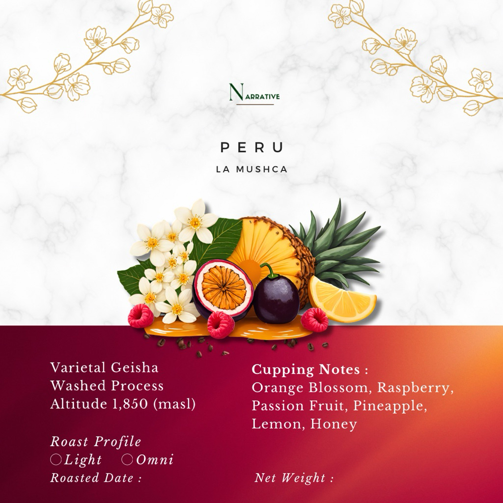 เมล็ดกาแฟ Peru La Mushca Geisha