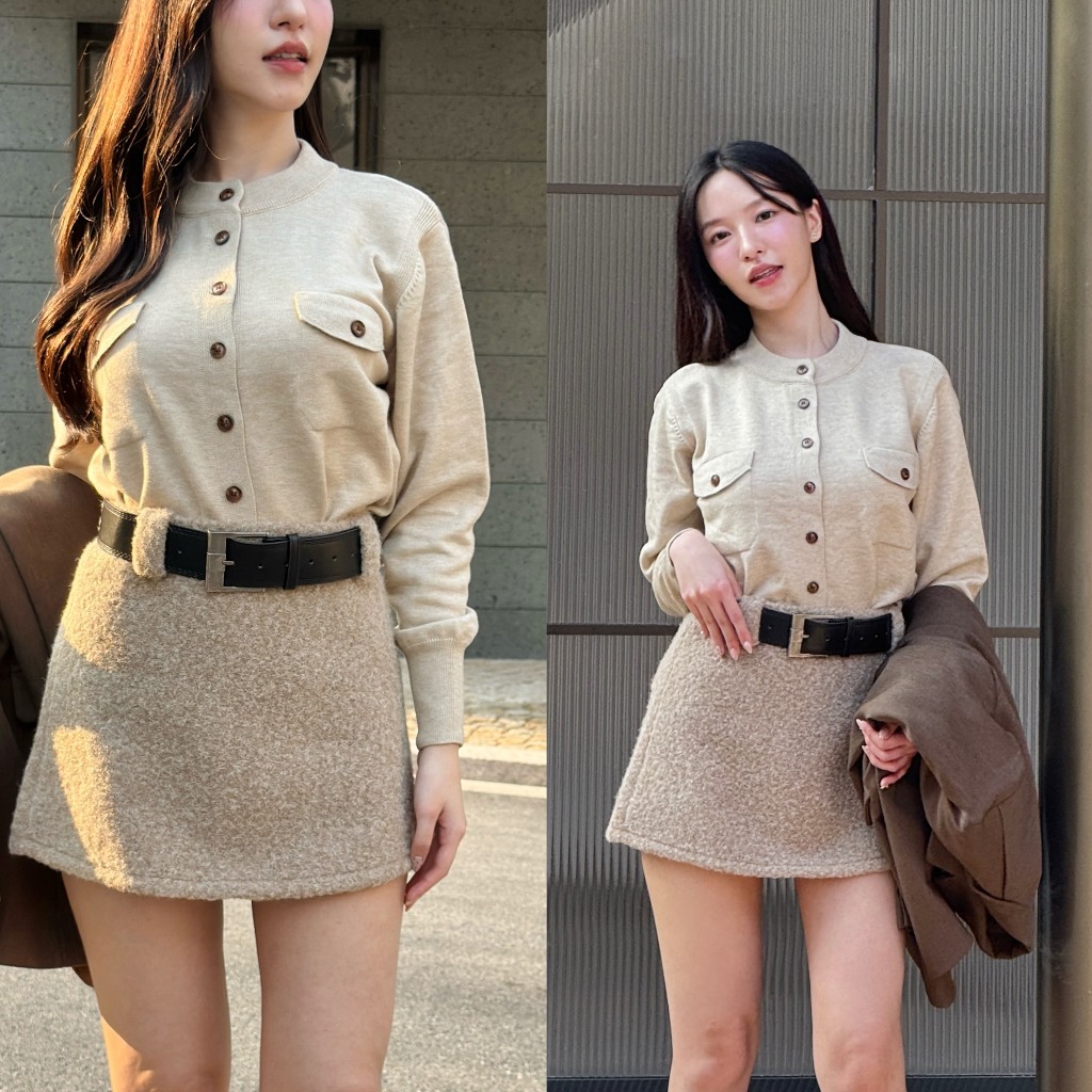 CO1096 เสื้อไหมพรมคาดิแกน COAT OVER - รูปที่ 2