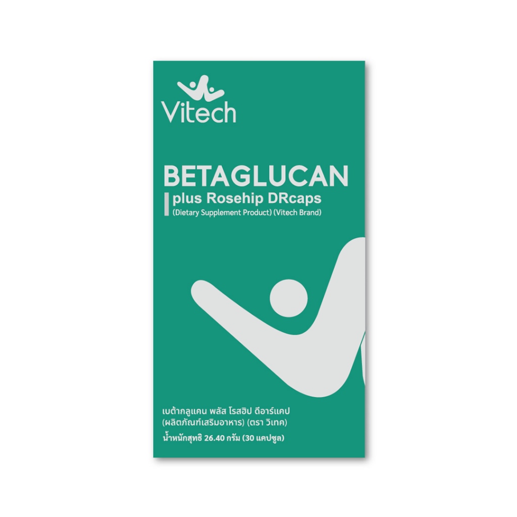 Vitech Betaglucan เบต้ากลูแคนเข้มข้นจากยีสต์ โรสฮิป เอลเดอร์เบอร์รี่ และเห็ดหลินจือ เสริมภูมิคุ้มกัน