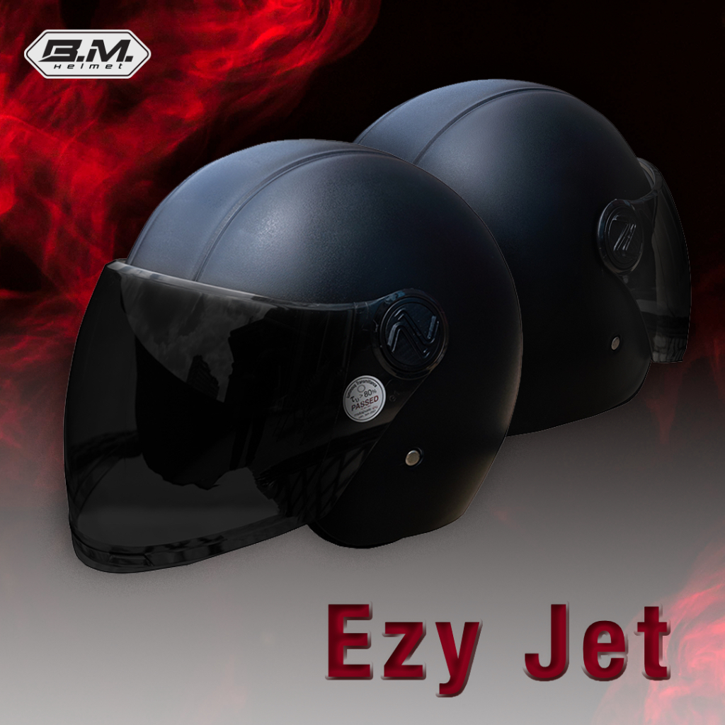 หมวกกันน็อควินเทจ ยี่ห้อ B.M. รุ่น EZY JET น้ำหนักเบาใส่สบาย หมวกกันน็อกคลาสสิค ครึ่งใบ