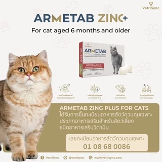 วิตามินแมว ARMETAB ZINC+ เสริมภูมิ บำรุงขน สำหรับสุนัข และ แมว 6 เดือน