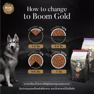 Boom Gold อาหารสุนัข รสเนื้อแกะ 1 KG เกรดพรีเมียม โปรตีนจากเนื้อสัตว์แท้ ช่วยบำรุงผิวหนังและขน ลดอาการแพ้ ด้วยกลูโคซามีน