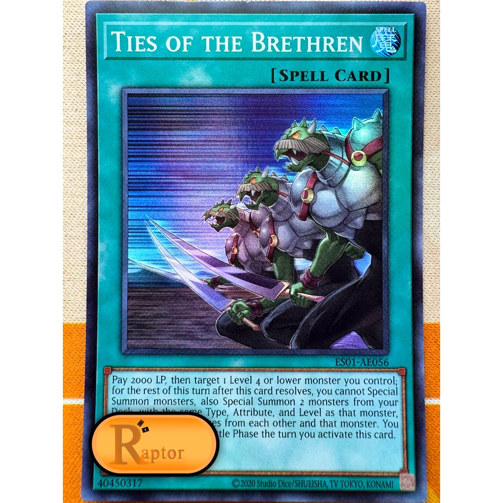 ES01-AE056 : Ties of the Brethren [Super Rare] (Yu-Gi-Oh! Asia English : ลิขสิทธิ์แท้) - [RaptorzCar