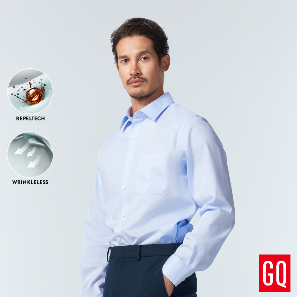 GQWhite™ Shirt - Twill Light Blue เสื้อเชิ้ตแขนยาวผ้าสะท้อนน้ำ สีฟ้าอ่อน