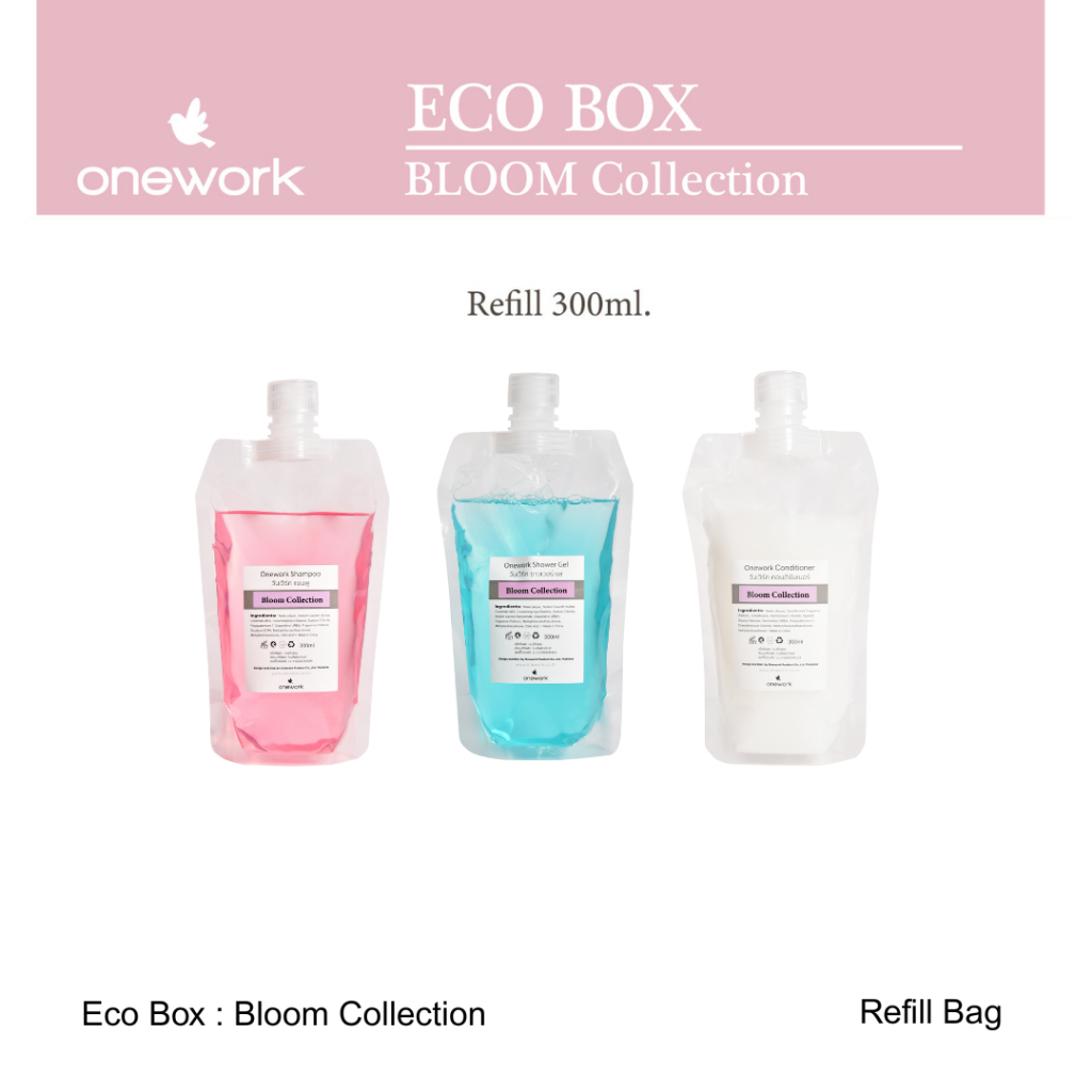 วันเวิร์ค ถุงรีฟิล 300 มล. อีโค่บ็อกซ์ บลูม ปั้มติดผนัง Onework Refill Bag 300 ml. Eco Box Bloom