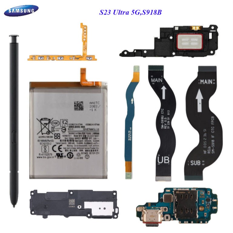 อะไหล่มือถือ Samsung S23 Ultra 5G,S918B/สายแพร/ลำโพงหูฟัง/กระดิ่งเสียงเรีกเข้า/แบต EB-BS918ABY/ปากกา
