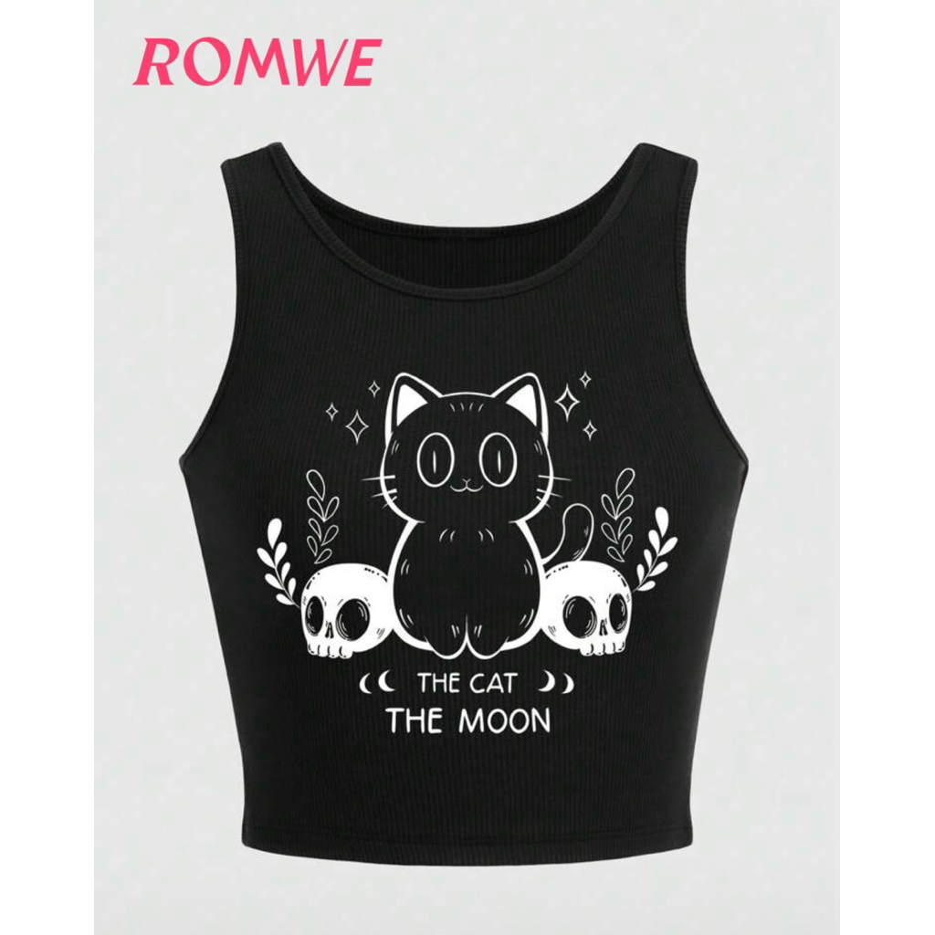 INAWLY เสื้อกล้าม แขนกุด ลายหัวกะโหลก ฮาโลวีน