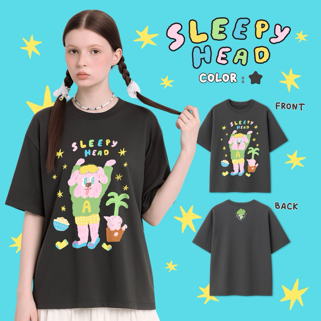 Sleepyhead / เสื้อยืด Oversized Custom A-Z (แจ้งตัวอักษรทางหมายเหตุ)