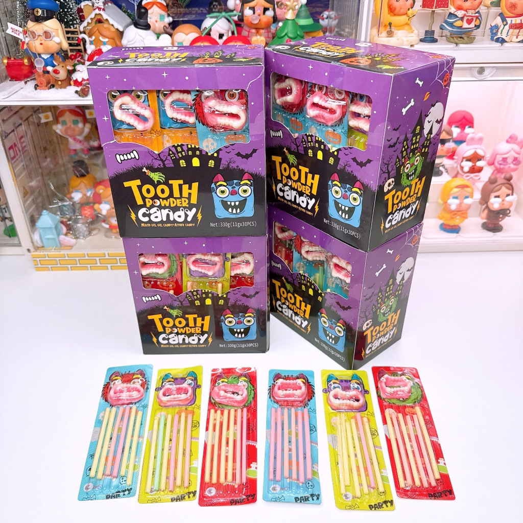 เยลลี่ฟัน ฮาโลวีน+ทูธแคนดี้สติ๊ก ผลไม้ 1 กล่อง 30 ชิ้น