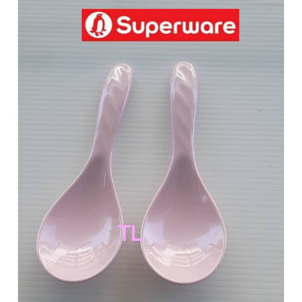 ทัพพีซุปเปอร์แวร์ 2ชิ้น สีชมพูด้ามเกรียว เมลามีน100% นกเพนกวิน superware ราคา ถูกที่สุด ดีลบีเคเค