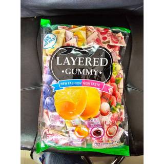 เยลลี่แกะเปลือก รสผลไม้ แบรนด์ LAYERED GUMMY ขนาด 500 กรัม และ 1 กก.