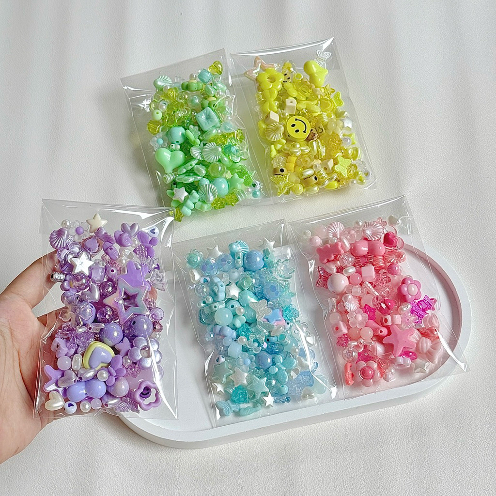 (พร้อมส่งจากไทย) ลูกปัดอะคริลิคคละพรีเมียมแยกสี 40กรัม (3ถุง100.-) ลูกปัดคละของตกแต่ง แยกโทนสี สำหรับทำเครื่องประดับ