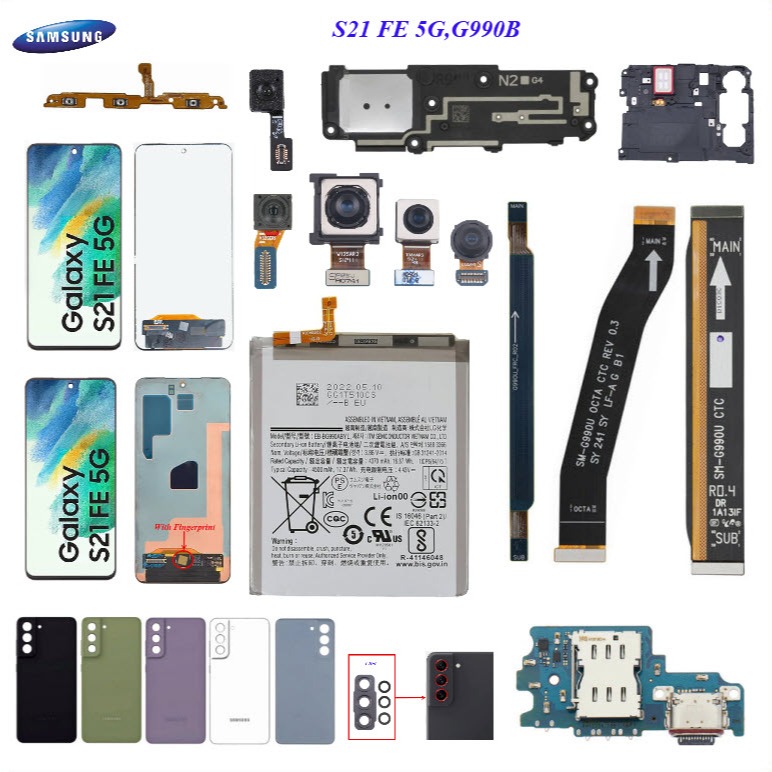 อะไหล่มือถือ Samsung S21 FE 5G,G990B/สายแพร/กระจกเลนส์/กล้อง/ลำโพง/กระดิ่ง/ฝาหลัง/แบต EB-BG990ABYL