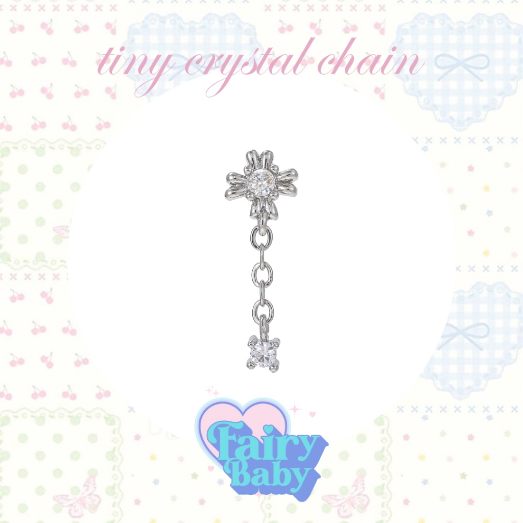 Fairybaby จิว tiny crystal chain (1 ชิ้น) จิวต่างหู โซ่ยาว ประกาย โทนขาว (J1-151)
