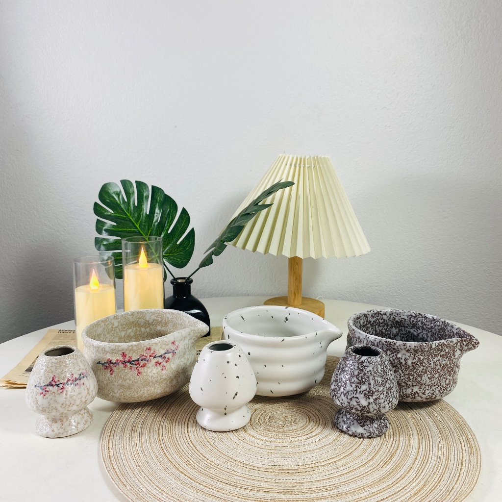 Chawan & Chasen holder ถ้วยชงมัทฉะ แก้วชงมัทฉะ แท่นวางแปรงมัทฉะ อุปกรณ์ชงมัทฉะญี่ปุ่น