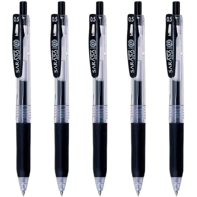 Made in Japan SARASA CLIP Gel Ballpoint Pen Black 0.5mm 5-Pack P-JJ15-BK5 | Water-based Smooth writi