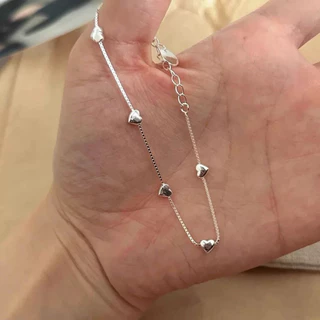 🍒พร้อมส่ง🍒 กำไลข้อมือ สร้อยข้อมือ กำไลชุบเงินแท้ รูปหัวใจรอบเส้น 1 ชิ้น