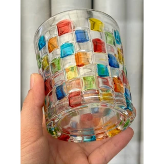 แก้วน้ำขนาด 7.9x9cm จุ260ml ลายสานสีรุ้ง ออกใบกำกับภาษีได้ รหัสkornzit62625_1