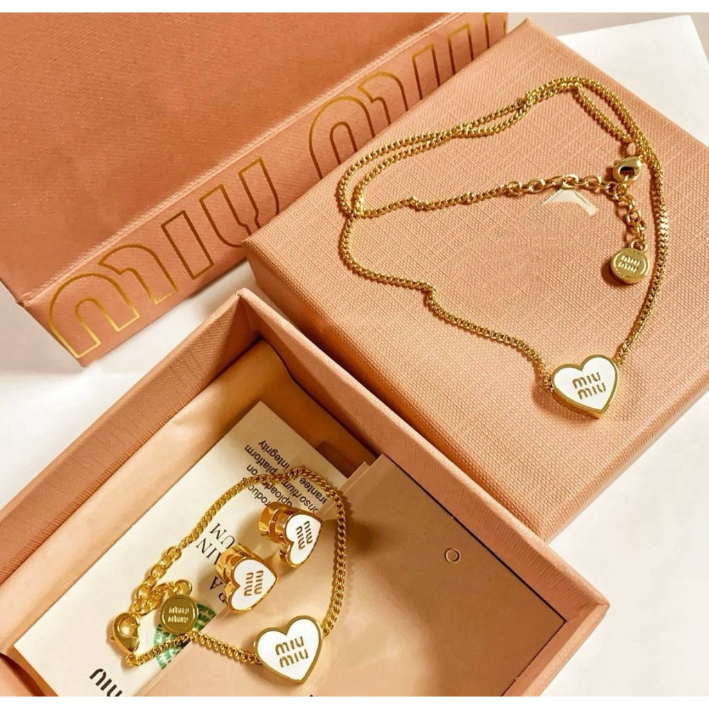 สร้อยคอ สร้อยข้อมือ ต่างหู MIU ไฮเอน 𝑶𝒓𝒊_𝑽𝒊𝒑 3 สี ดำ ขาว ชมพู 🌟หรูหรา สไตล์ลูกคุณ