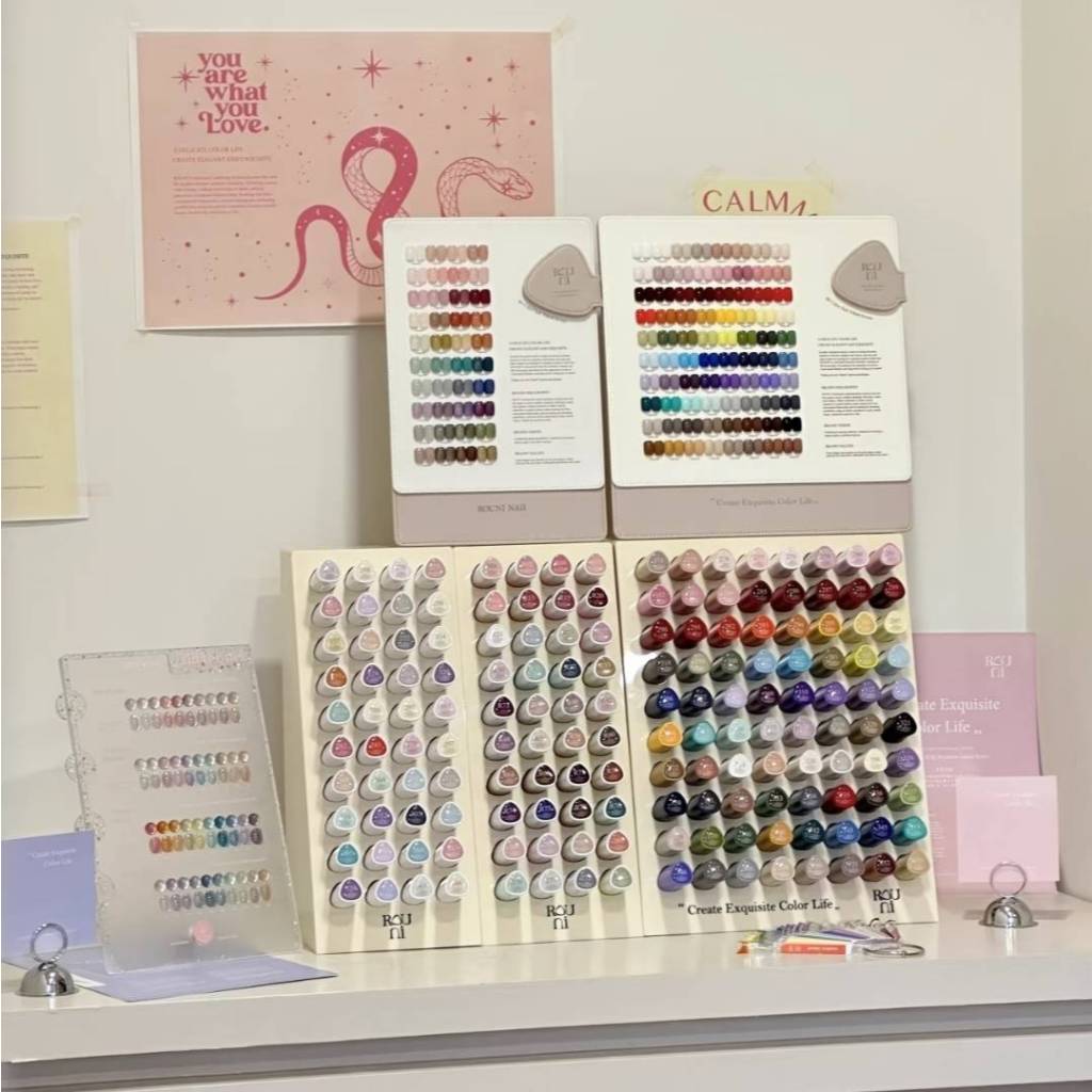 รวมตัวเลือก🇨🇳ROUNI Nail เซตสีเล็บเจลจีน สีพื้น●สีCateye●สีไซรัป 🆓️สแตนด์โชว์+ชาร์ตสีสำเร็จ
