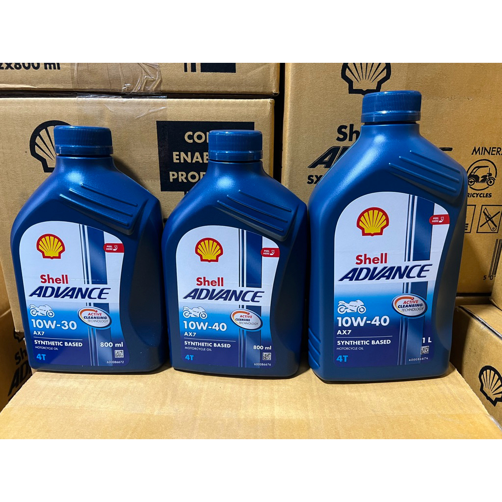 น้ำมันเครื่องรถจักรยานยนต์ Shell advance ax7 4T 10w-40 หรือ 10w-30 ขนาด 0.8 ลิตร