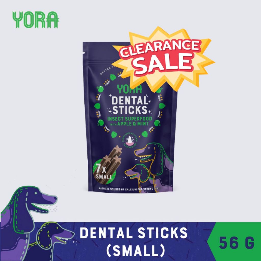 [CLEARANCE] YORA Dog Dental Sticks Small with Apple & Mint 56g โยรา ขนมขัดฟัน สำหรับสุนัขสายพันธุ์เล