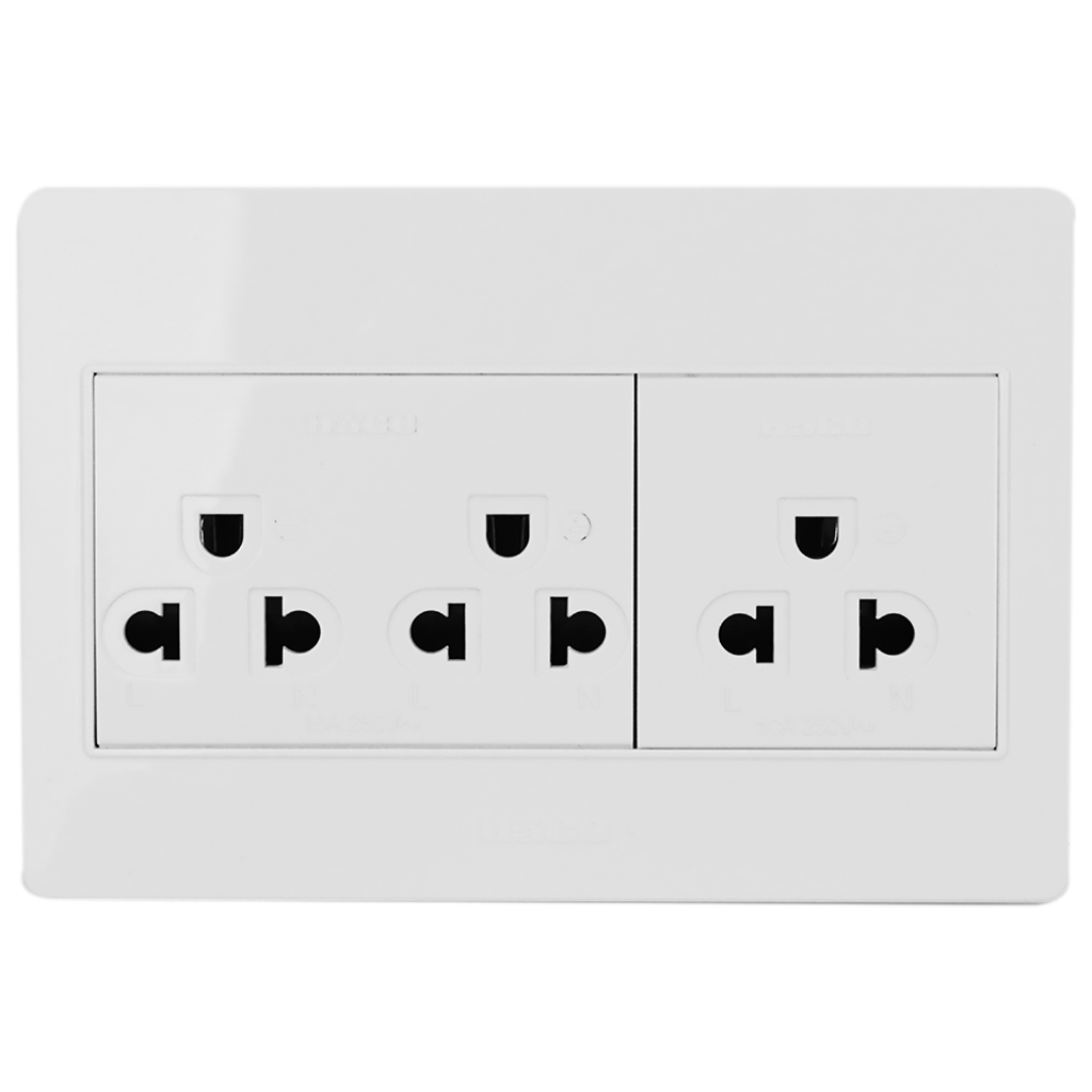 HACO ชุดเต้ารับเดี่ยว 3 ขา 3 ช่อง M4N-E30 สีขาว