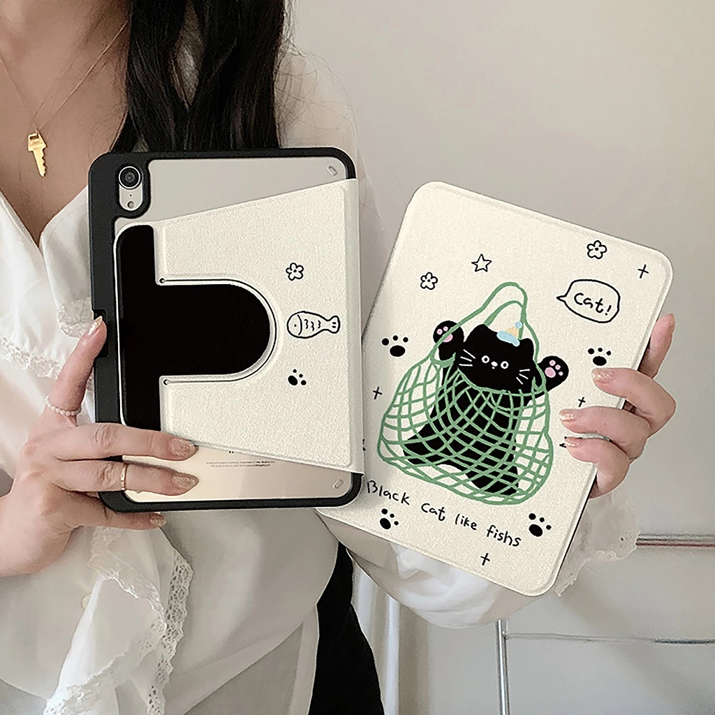 ⭐พร้อมส่ง⭐เคสแท็บเล็ต Samsung สำหรับ Tab S10+ S9หมุนได้ 360°อุ้งเท้าลูกแมวS10FE มีที่ใส่ปากกาS6 Lite