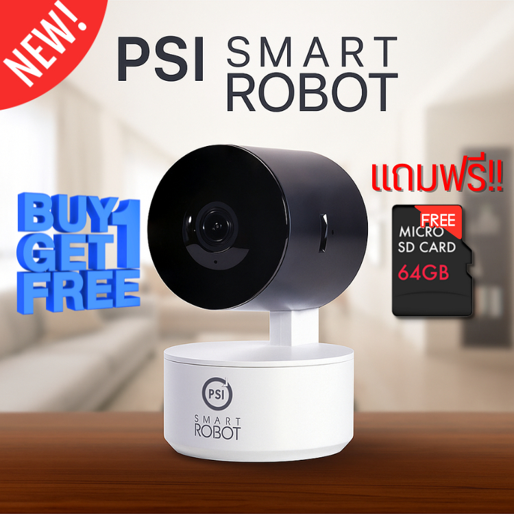 PSI Smart Robot 3MP Camera กล้องวงจรปิดอัจฉริยะ + เมม 64GB (1 ฟรี 1 คุ้มสุดๆ!)