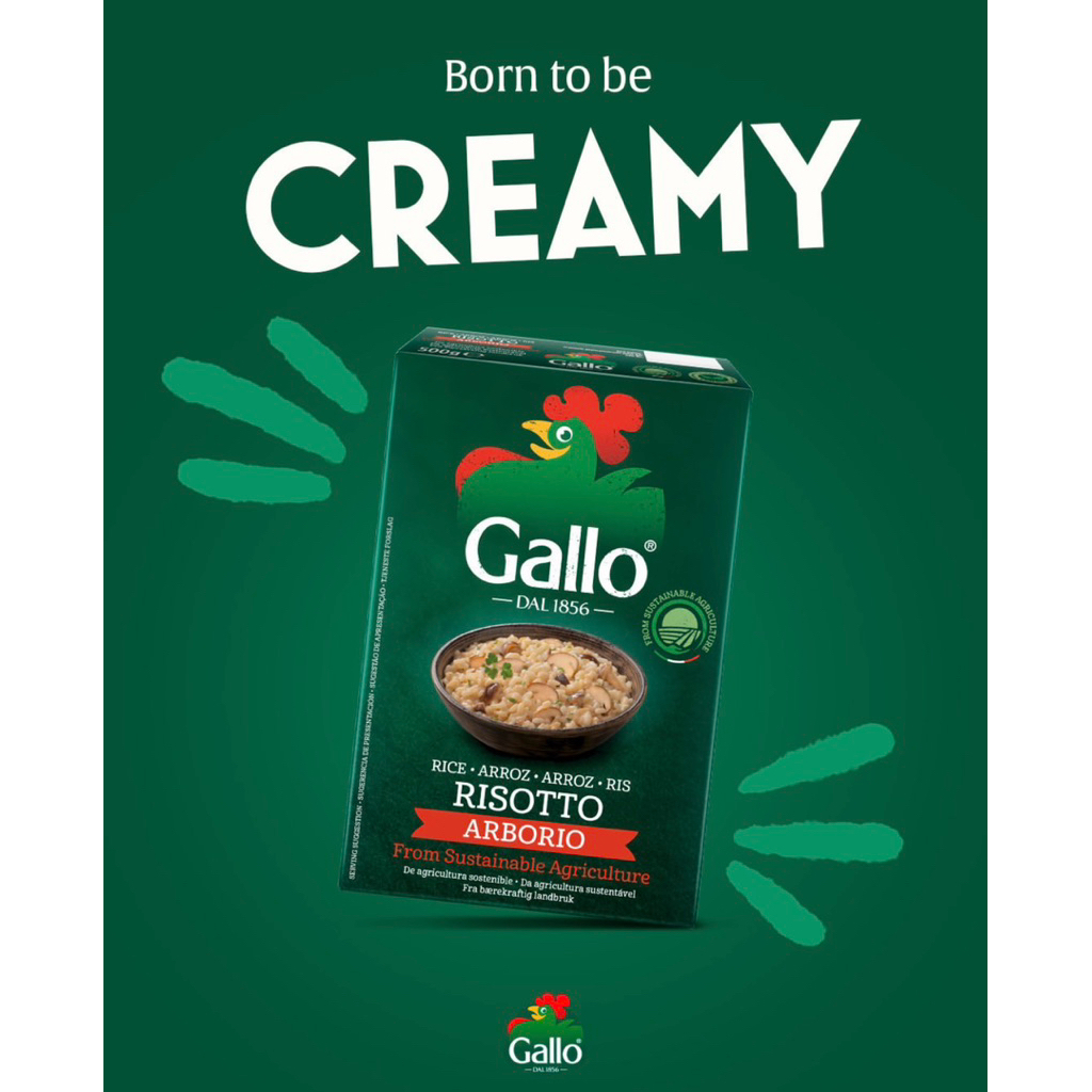 ข้าวรีซอตโต้ อาโบริโอ ยี่ห้อริโซแกลโล่ 500 กรัม - Risotto Rice Arborio 500g Gallo brand
