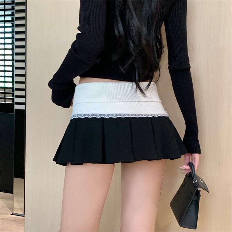 พร้อมส่ง👗 กระโปรงจีบเอวสูง ตกแต่งด้วยลูกไม้น่ารักมาก ผ้านิ่มใส่สบาย รูปที่ 4