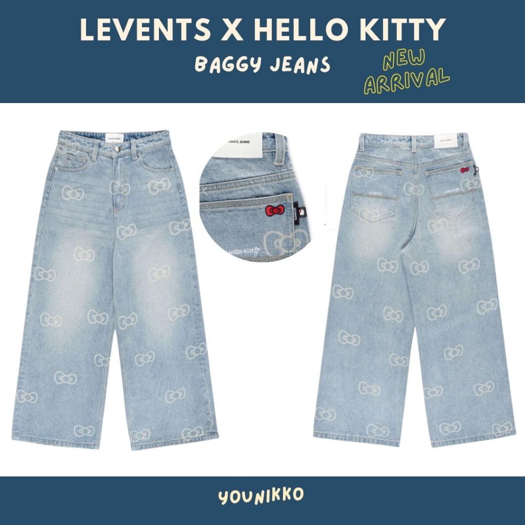 (พร้อมส่ง_ส่งด่วนได้) levents x hello kitty กางเกงยีนส์