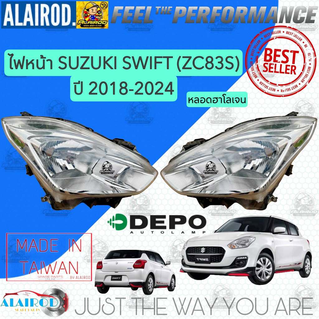 Depo ไฟหน้า SUZUKI SWIFT (ZC83S) โคมขาว รุ่น ฮาโลเจน ปี 2018-2024 สวิฟ งาน TAIWAN