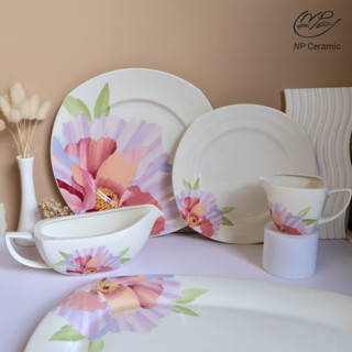 [ลดสูงสุด 80%] NP Ceramic จานเซรามิค ลายดอกไม้ เหมาะสำหรับตก…
