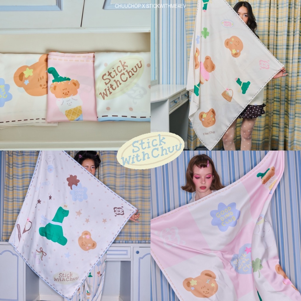 chuuchop(C8432) Teddy and friends Scarf ผ้าพันคอ ผืนใหญ่