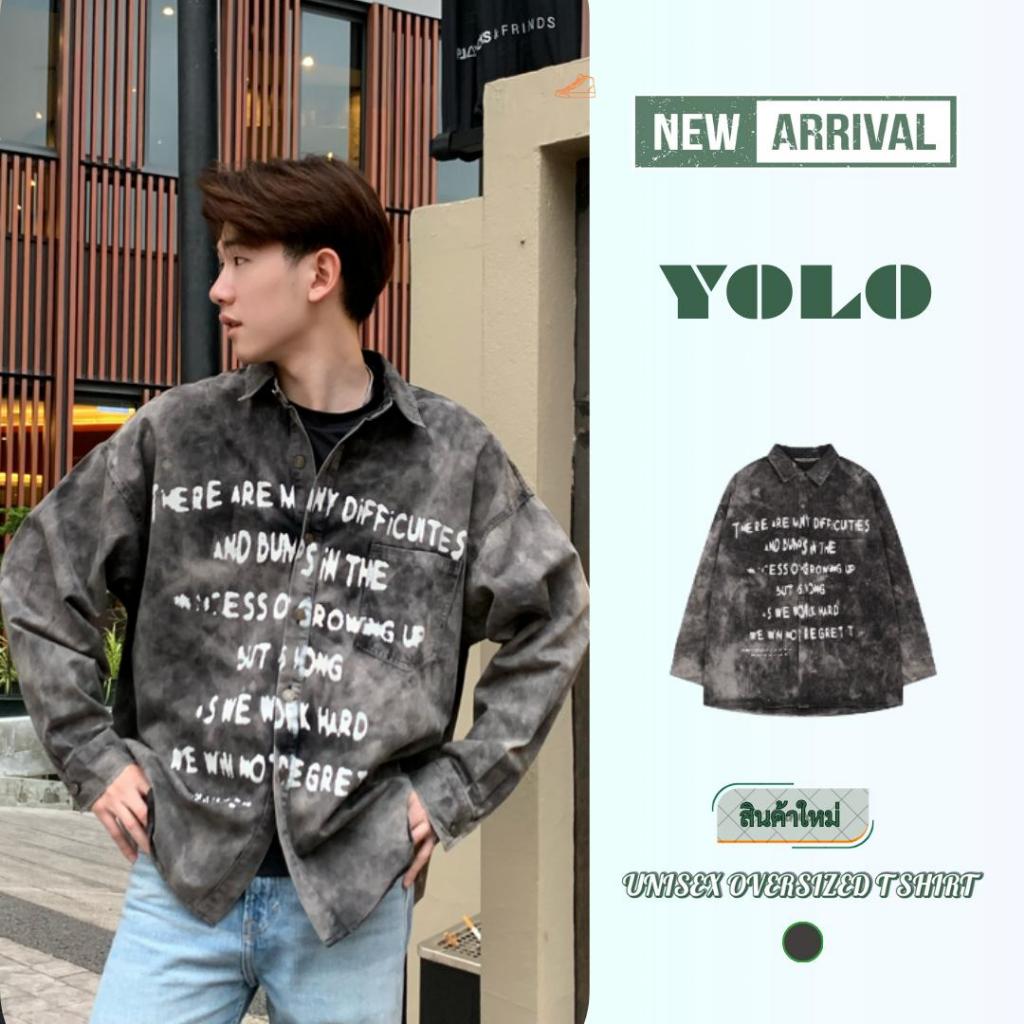 YOLO เสื้อคอปกแฟชั่น OVERSIZE เสื้อคอปกเวอร์ไซส์ แนวสตรีท 24001