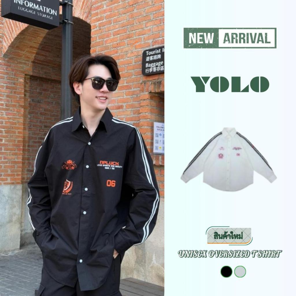 YOLO เสื้อคอปกแฟชั่น OVERSIZE เสื้อคอปกเวอร์ไซส์ แนวสตรีท 681