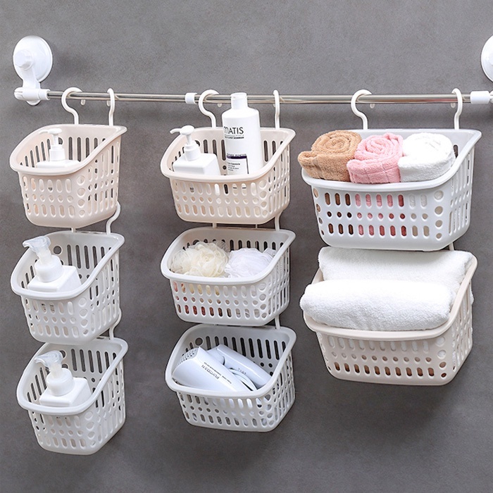 ตะกร้าแขวนเรียงต่อกันได้ อเนกประสงค์ พลาสติก