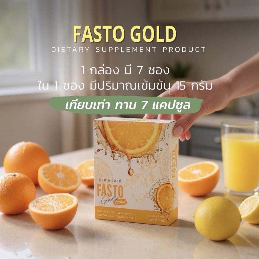 Fasto Gold ฟาสโตะ ฉีกซองแล้วชง 1 กล่องมี7 ซอง แพคเกจใหม่**สินค้าพร้อมส่ง**