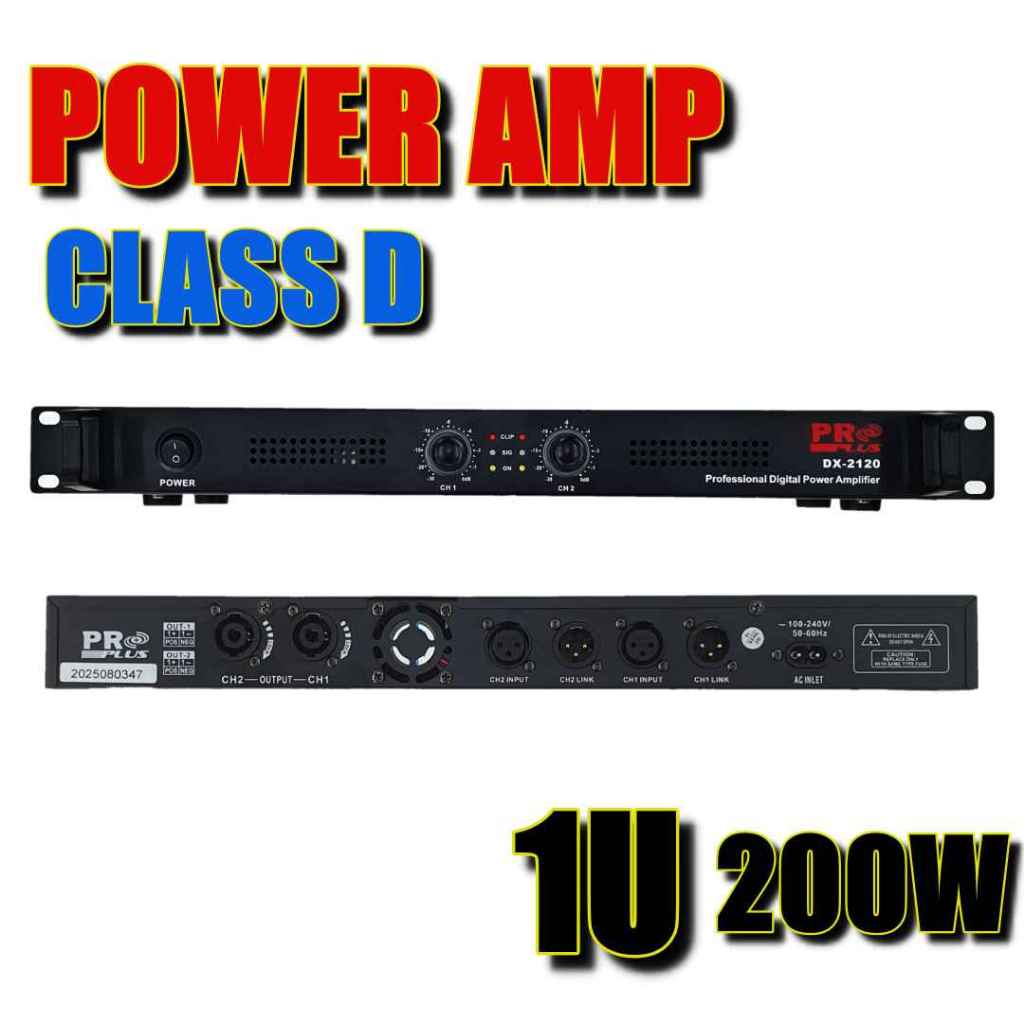 PROPLUS แอมป์ขยาย เพาเวอร์แอมป์ CLASS D ยี่ห้อ  DX-2120 ขนาด 1U 2x200W เพาเวอร์แอมป์ 1u คลาสดี โปรพล